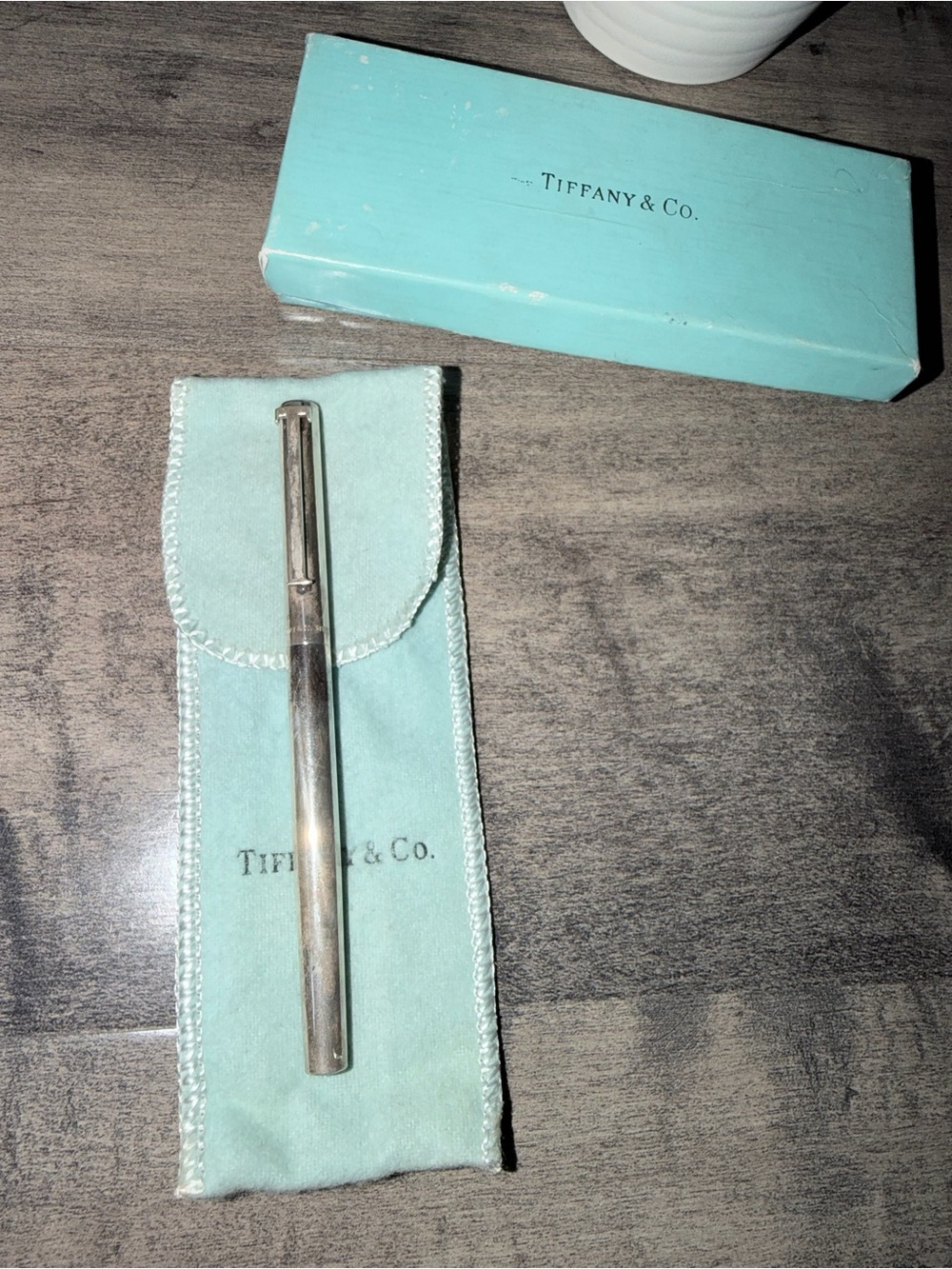 Vintage Tiffany & Co. T Clip sterling silver Pen with Tiffany Blue Box and Pouch